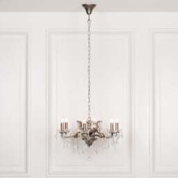 Antique Silver 6 Branch Shallow Cut Glass Chandelier - thumbnail 2