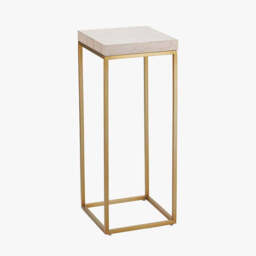 Madison Beige Granite and Burnished Gold Metal Tall Square Side Table - thumbnail 3