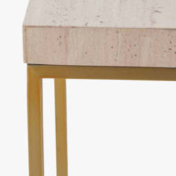 Madison Beige Granite and Burnished Gold Metal Tall Square Side Table - thumbnail 4