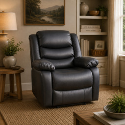 Conrad Manual Recliner Sofa Black Armchair - thumbnail 1