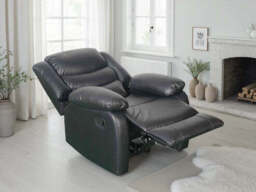 Conrad Manual Recliner Sofa Black Armchair - thumbnail 4
