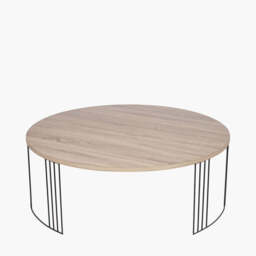 Atri Dark Oak Wood Veneer and Black Metal Coffee Table - thumbnail 1