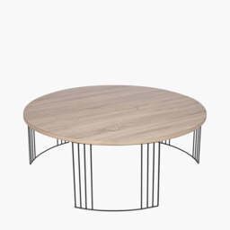 Atri Dark Oak Wood Veneer and Black Metal Coffee Table - thumbnail 2