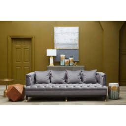 Sefira 3 Seat Viola Pirate Grey Fabric Sofa - thumbnail 4