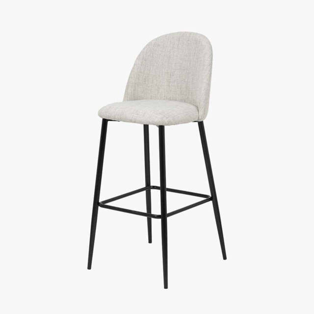 Turi Pebble Linen Mix and Black Metal Bar Stool - image 1