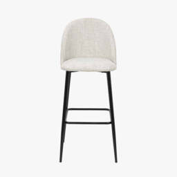 Turi Pebble Linen Mix and Black Metal Bar Stool - thumbnail 2