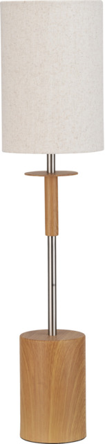 Bonham Natural Wood Veneer and Silver Metal Table Lamp