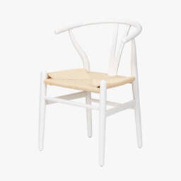 Quinn White Beech Wood and Natural Paper Rope Dining Chair - thumbnail 1