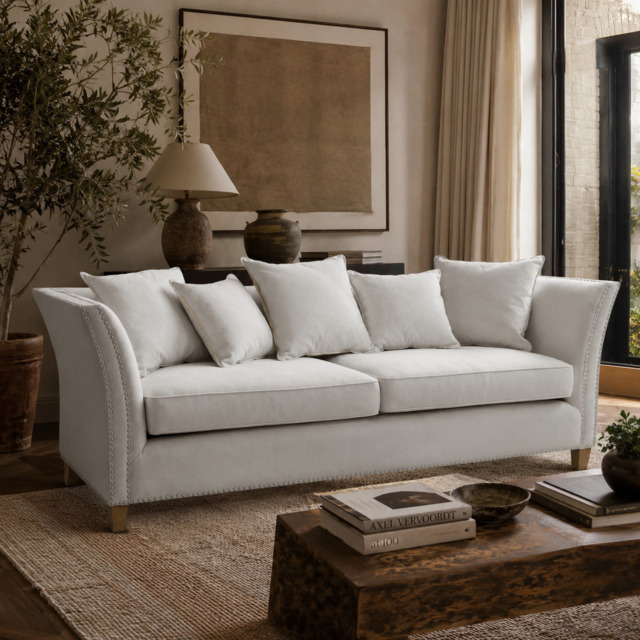 Sutton Three Seat Grey Fabric Sofa - image 1