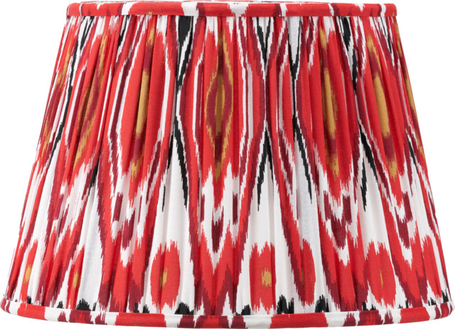Izara 35cm Red Ikat Patterned Mushroom Pleat Tapered Lampshade