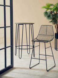 District Bronze Metal Wire Tapered Bar Chair - thumbnail 4