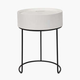 Hugo White Wood Veneer and Black Metal Storage Table - thumbnail 2