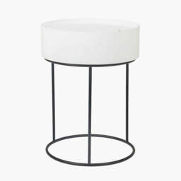 Hugo White Wood Veneer and Black Metal Storage Table - thumbnail 3