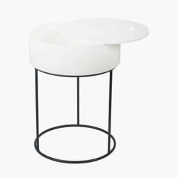 Hugo White Wood Veneer and Black Metal Storage Table - thumbnail 1