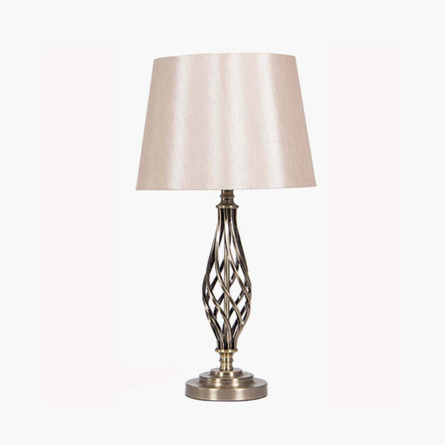 Jenna Antique Brass Metal Twist Detail Table Lamp - image 1