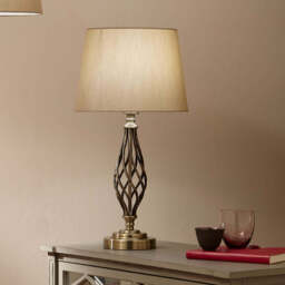 Jenna Antique Brass Metal Twist Detail Table Lamp - thumbnail 2