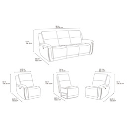 Majestic Grey Lay-Z-Boy Style Fabric Power Recliner 3 seater - thumbnail 6