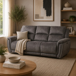 Majestic Grey Lay-Z-Boy Style Fabric Power Recliner 3 seater