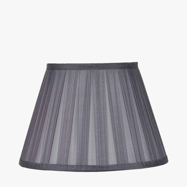 Maya 40cm Steel Grey Silk Box Pleat Tapered Lampshade - image 1