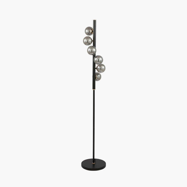 Blair Smoke Glass Ball and Black Metal Floor Lamp - image 1