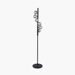 Blair Smoke Glass Ball and Black Metal Floor Lamp - thumbnail 2