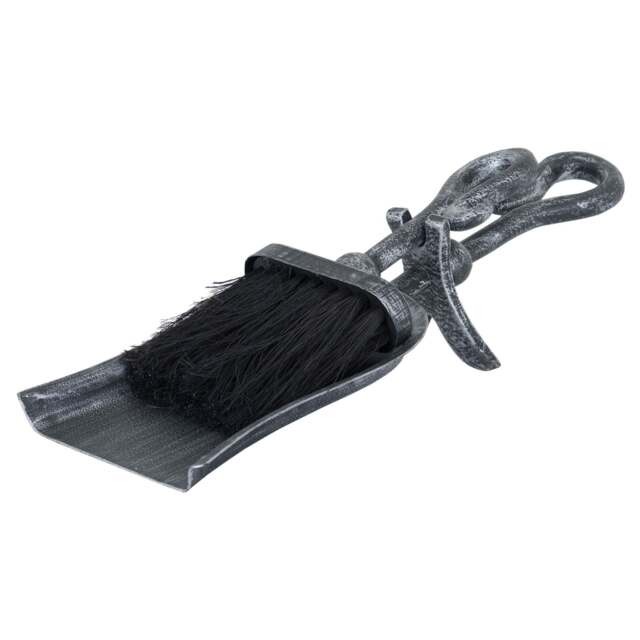 Silver Brushed Steel Crook Top Hearth Tidy Set - image 1