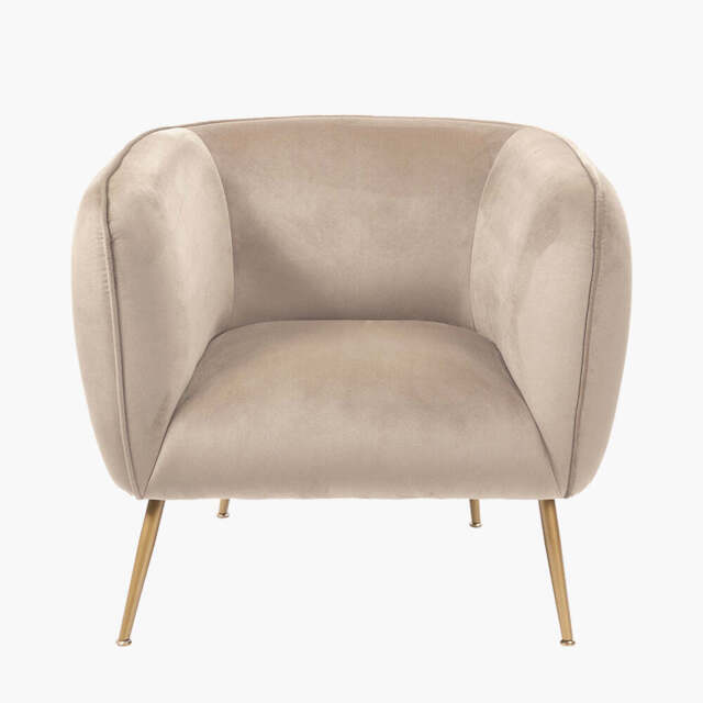 Lucca Biscuit Velvet and Metal Armchair - image 1