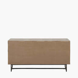 Marca Sand Wash Acacia Wood and Black Metal 3 Door Sideboard - thumbnail 3