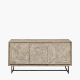 Marca Sand Wash Acacia Wood and Black Metal 3 Door Sideboard - thumbnail 2