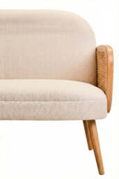 Cebu Ivory Fabric and Cane 2 Seat Sofa with Elm Wood Legs - thumbnail 5