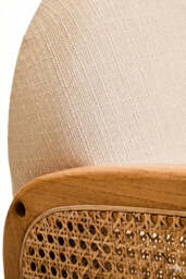 Cebu Ivory Fabric and Cane 2 Seat Sofa with Elm Wood Legs - thumbnail 2