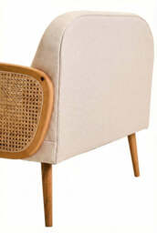 Cebu Ivory Fabric and Cane 2 Seat Sofa with Elm Wood Legs - thumbnail 6