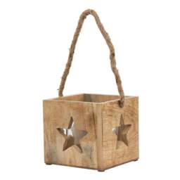 Natural Wooden Star Tealight Candle Holder - thumbnail 1