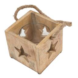 Natural Wooden Star Tealight Candle Holder - thumbnail 2