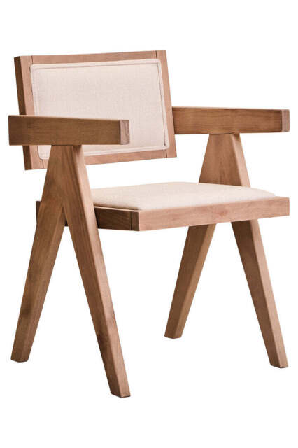 Cebu Ivory Fabric and Grey Wash Beech Wood Dining Chair - image 1