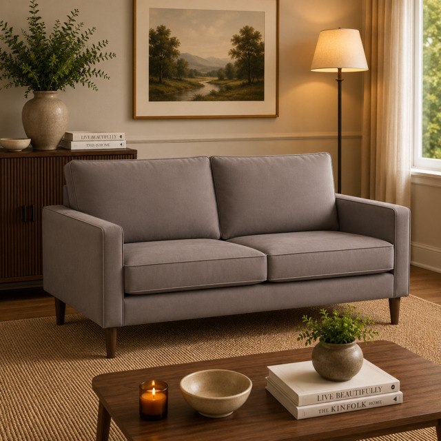 Model 46 - 3 Seater Sofa Faux Leather Grey - image 1