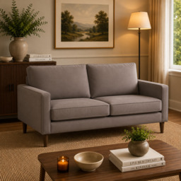 Model 46 - 3 Seater Sofa Faux Leather Grey - thumbnail 1