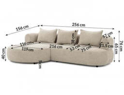 Ferro Beige Left Hand Corner Sofa - thumbnail 6