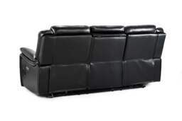 Galaxy Tech Power Reclining 3 Seater Sofa Black Leather - thumbnail 3