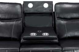 Galaxy Tech Power Reclining 3 Seater Sofa Black Leather - thumbnail 6