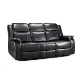 Galaxy Tech Power Reclining 3 Seater Sofa Black Leather - thumbnail 2