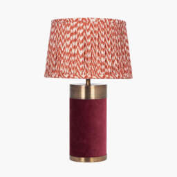 Dempsey Red Velvet and Antique Gold Metal Table Lamp Base - thumbnail 4