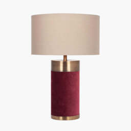 Dempsey Red Velvet and Antique Gold Metal Table Lamp Base - thumbnail 3