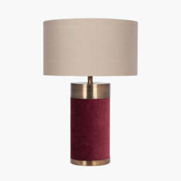 Dempsey Red Velvet and Antique Gold Metal Table Lamp Base - thumbnail 2