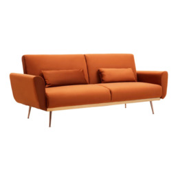 Hatton Burnt Orange Velvet Sofa Bed - thumbnail 2