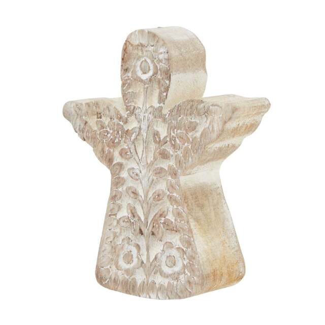 White Wash Collection Patterned Large Angel Decoration - image 1