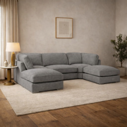 Inga Sofa Grey Boucle U Shape Corner Morgan - Malvern - Somerford - Calix - Euphoria - Plush Style - thumbnail 1