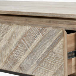Marca Sand Wash Acacia Wood and Black Metal 2 Drawer Coffee Table - thumbnail 3