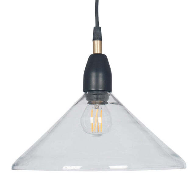 Canton Matt Black Metal and Glass Cone Pendant - image 1