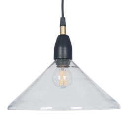 Canton Matt Black Metal and Glass Cone Pendant - thumbnail 1
